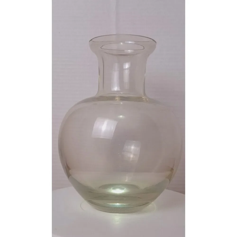 Contemporary Art Glass 8.5" Hand Blown Thick Clear Glass Vintage Vase - Picture 2 of 10